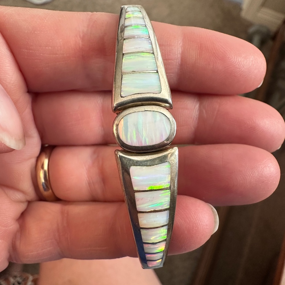 Mexican Sterling Silver and Opal Bracelet